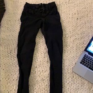 High rise triple button black jeans